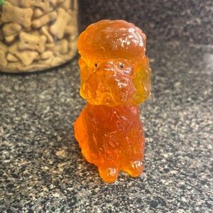 Vintage Orange Resin Poodle Dog Figurine